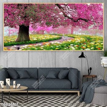 Tranh psd công viên hoa nở