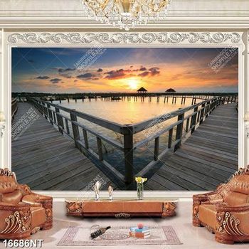 Tranh buồi chiều tà trên biển