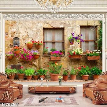 Tranh những chậu hoa nhỏ bên tường