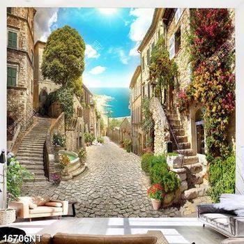 Tranh góc phố cổ Châu Âu file gốc