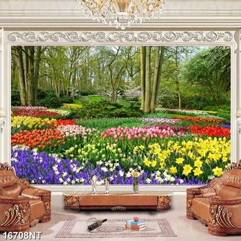 Tranh file psd công viên hoa tulip