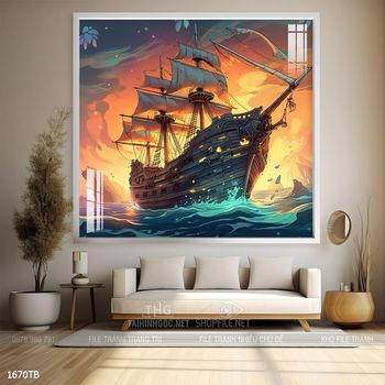 Tranh thuận buồm xuôi gió cánh buồm vàng đẹp nhất