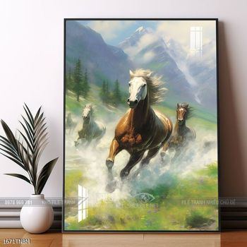 Tranh ngựa bát mã decor trang trí tường