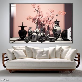 Tranh bình hoa độc đáo trang trí phòng khách
