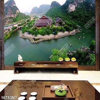 Tranh psd phong cảnh ngôi chùa đẹp