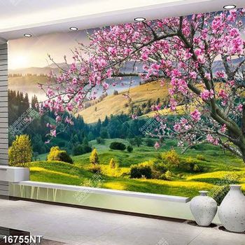 Tranh cành đào và phong cảnh đẹp file gốc