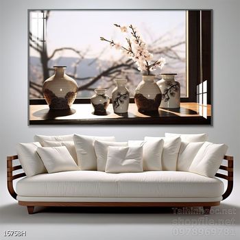 Mẫu tranh bình hoa đẹp hiện đại trang trí tường nhà