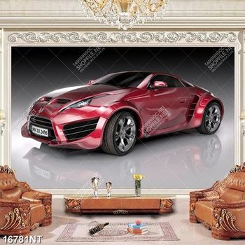 Tranh ô tô màu đỏ đô