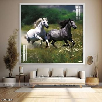 Tranh ngựa bát mã treo tường phòng khách
