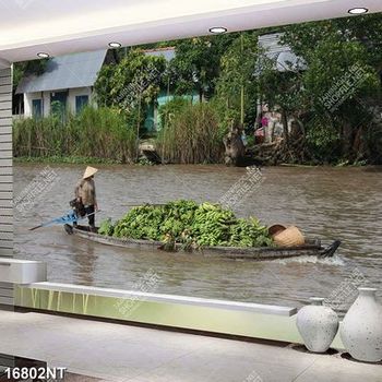 Tranh người chở hàng trên sông