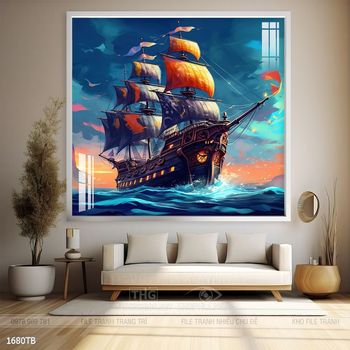 Tranh thuyền buồm vàng phong thủy đẹp