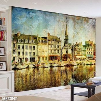 Tranh dãy nhà bên sông