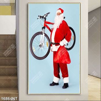 Tranh ông già noel và chiếc xe đạp