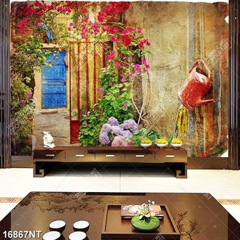 Tranh góc sân nhỏ ngôi nhà