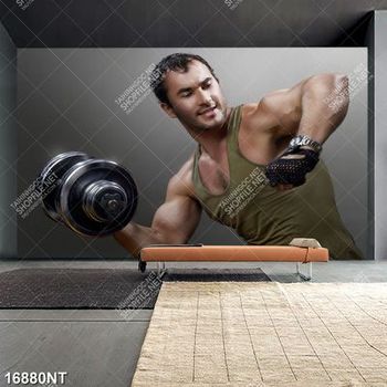 Tranh chàng trai tập tạ