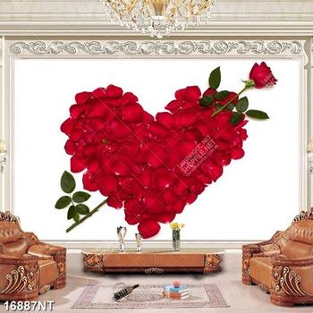 Tranh cánh hoa hồng xếp hình trái tim