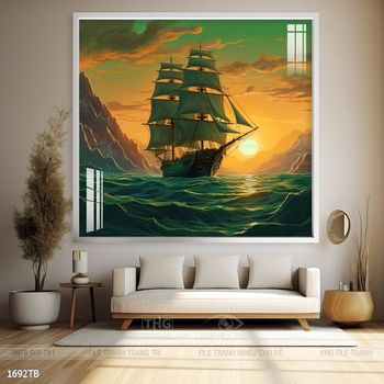 Tranh thuận buồm xuôi gió cánh buồm vàng đẹp nhất