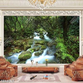 Tranh suối nước trong rừng xanh 16947NT