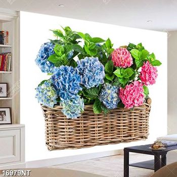 Tranh giỏ hoa cẩm tú cầu