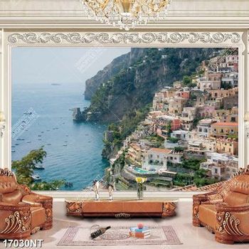 Tranh phong cảnh nhà bên biển tuyệt đẹp 17030NT