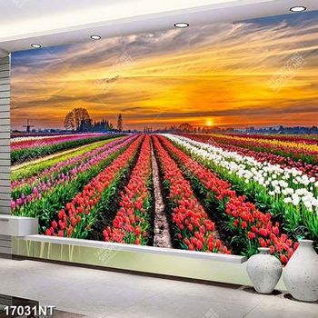 Tranh file gốc cánh đồng hoa tulip