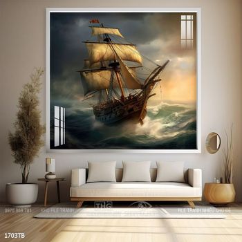 Tranh thuận buồm xuôi gió cánh buồm vàng đẹp nhất