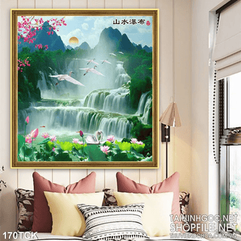 Tranh hoa sen, cá chép phong thủy