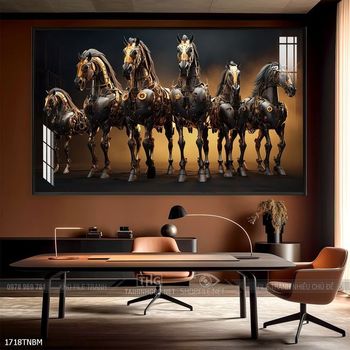 Tranh ngựa bát mã treo tường phòng khách