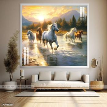 Tranh ngựa bát mã decor trang trí tường