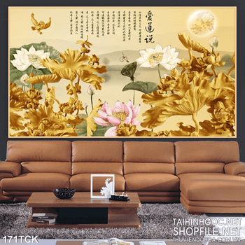 Tranh hoa sen, cá chép diêu khắc nghệ thuật