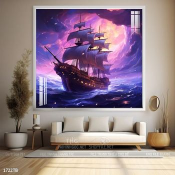 Tranh thuyền buồm vàng phong thủy đẹp