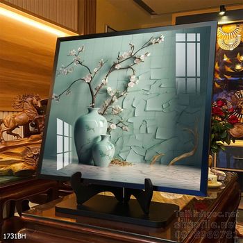 Tranh bình hoa độc đáo trang trí phòng khách