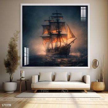 Tranh thuyền buồm vàng phong thủy đẹp