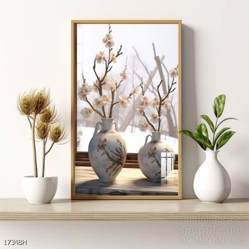 Mẫu tranh bình hoa trang trí tường đẹp tinh tế