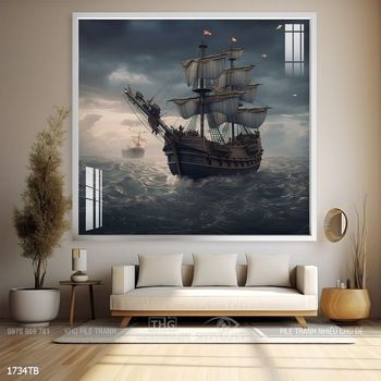 Tranh thuận buồm xuôi gió cánh buồm vàng đẹp nhất