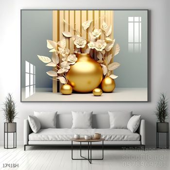 Mẫu tranh bình hoa nghệ thuật decor tường
