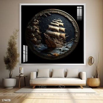 Tranh thuyền buồm vàng phong thủy đẹp