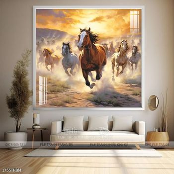 Tranh ngựa bát mã trang trí tường nhà