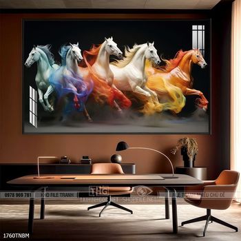 Tranh ngựa bát mã treo tường phòng khách