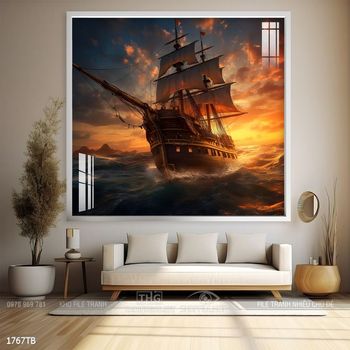 Tranh thuận buồm xuôi gió cánh buồm vàng đẹp nhất