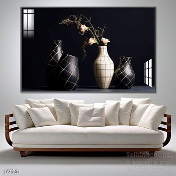 Mẫu tranh bình hoa nghệ thuật decor tường