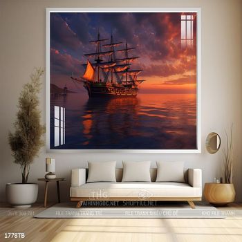 Tranh thuận buồm xuôi gió cánh buồm vàng đẹp nhất