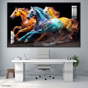 Tranh ngựa bát mã trang trí tường nhà