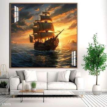 Tranh phong thủy thuận buồm xuôi gió tài lộc đẹp