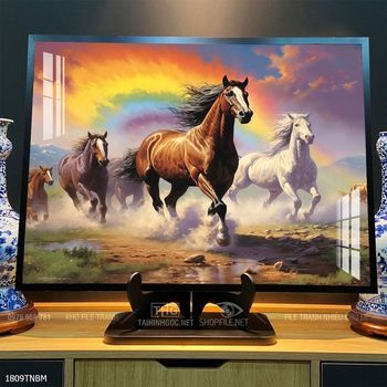 Tranh ngựa bát mã treo tường phòng khách