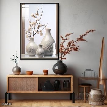 Mẫu tranh bình hoa nghệ thuật decor tường