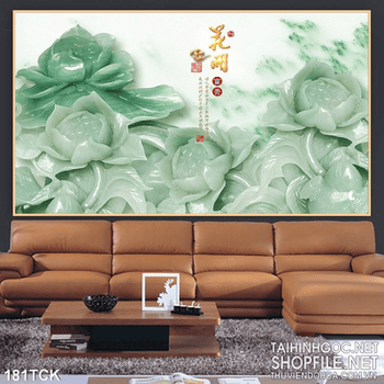 Tranh hoa sen giả ngọc