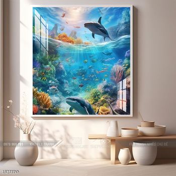 Tranh treo tường cá heo dễ thương