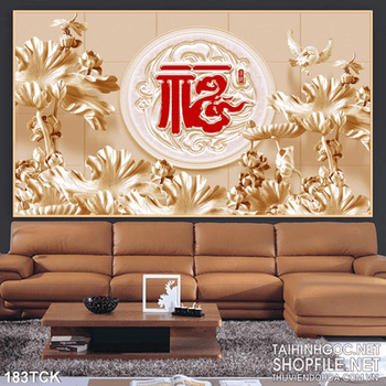 Tranh hoa sen, cá chép điêu khắc trang trí