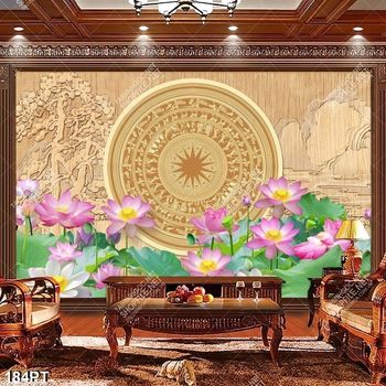 Tranh gắn tường trống đồng hoa sen